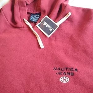 NWT Nautica jeans co red sweater with hoodie Large